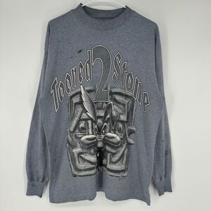 Vintage 90s Signal Sports Wiley Coyote Tooned 2 Stone Long Sleeve Shirt Gray